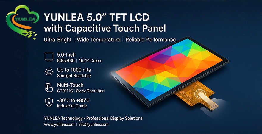 YUNLEA 5.0 Inch TFT LCD Display with Capacitive Touch Panel (509081)