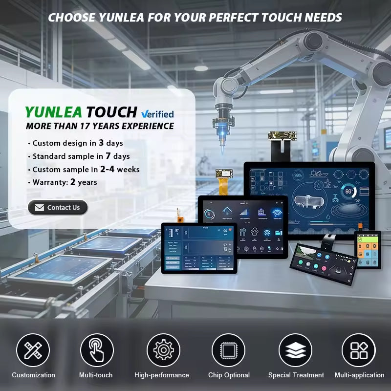 Custom Size OEM ODM PCAP Glass Capacitive Touch Screen Panel with USB / RS232 Interface