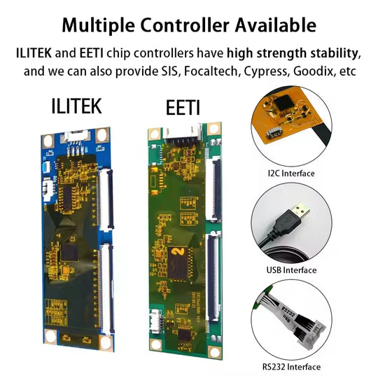 Custom Size OEM ODM PCAP Glass Capacitive Touch Screen Panel with USB / RS232 Interface